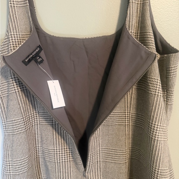 Banana Republic Gray Houndstooth Plaid Preppy Sleeveless Mini Dress Sz 16 NWT - Picture 8 of 11